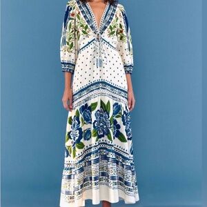 Farm Rio Blue Macaw Maxi Dress